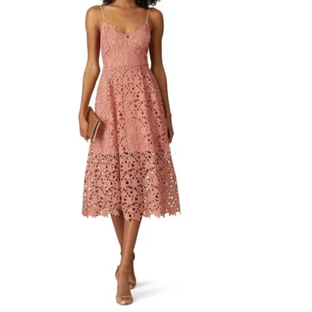 ASTR Pink Lace A-Line Midi Dress